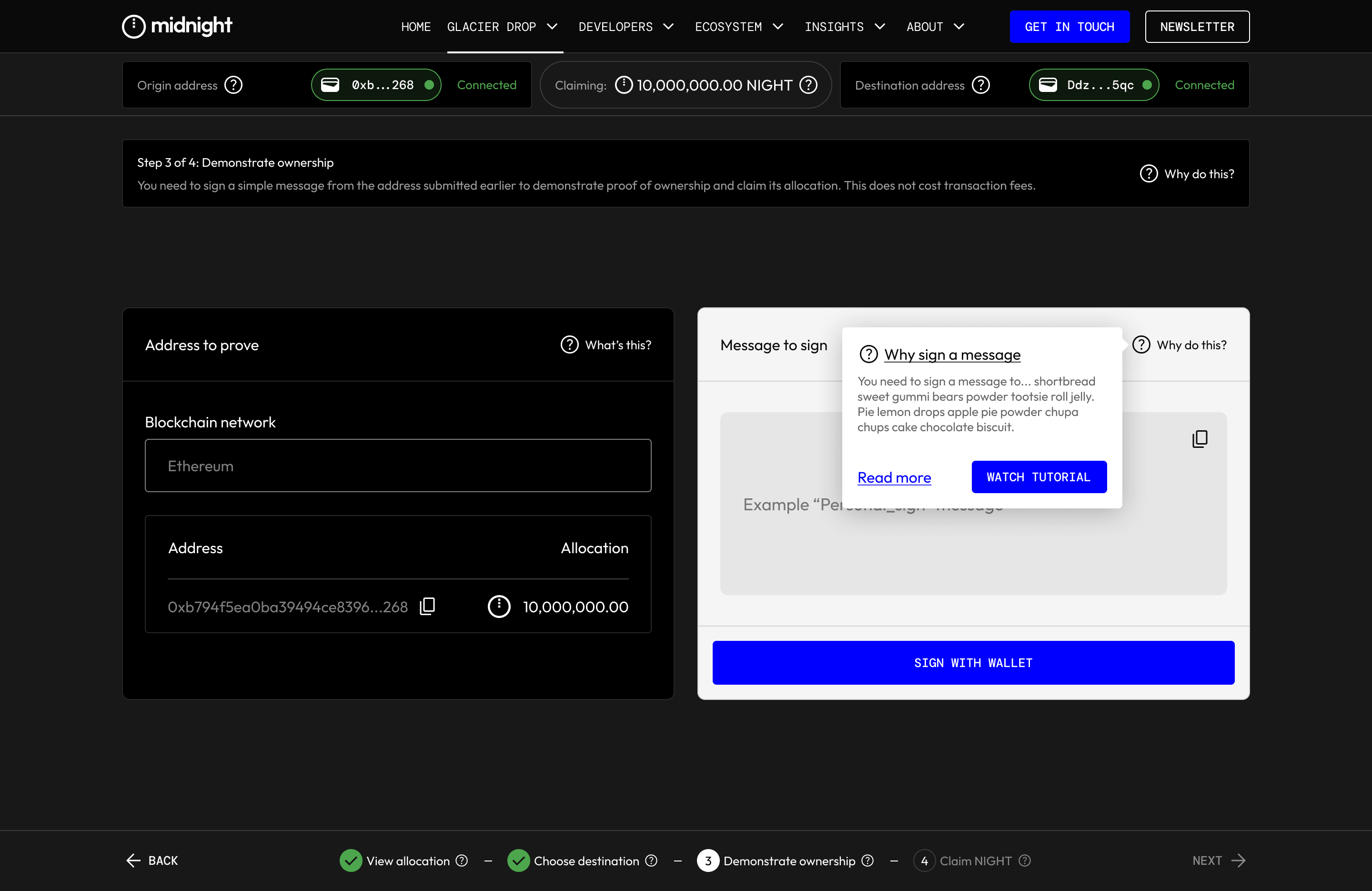 Glacier Drop v1: An earlier exploration of the claim portal layout