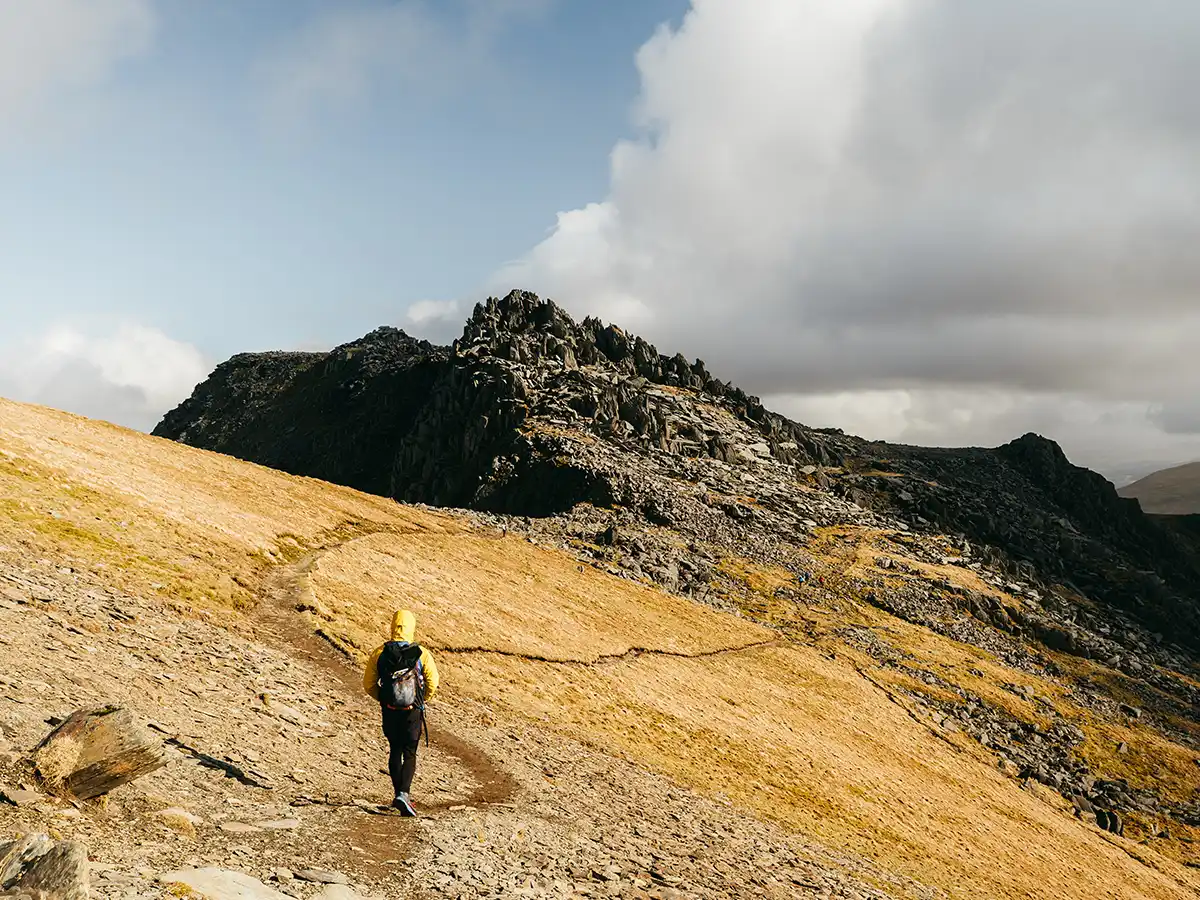 A walk over the Glyderau mountains in Eryri National Park, Wales